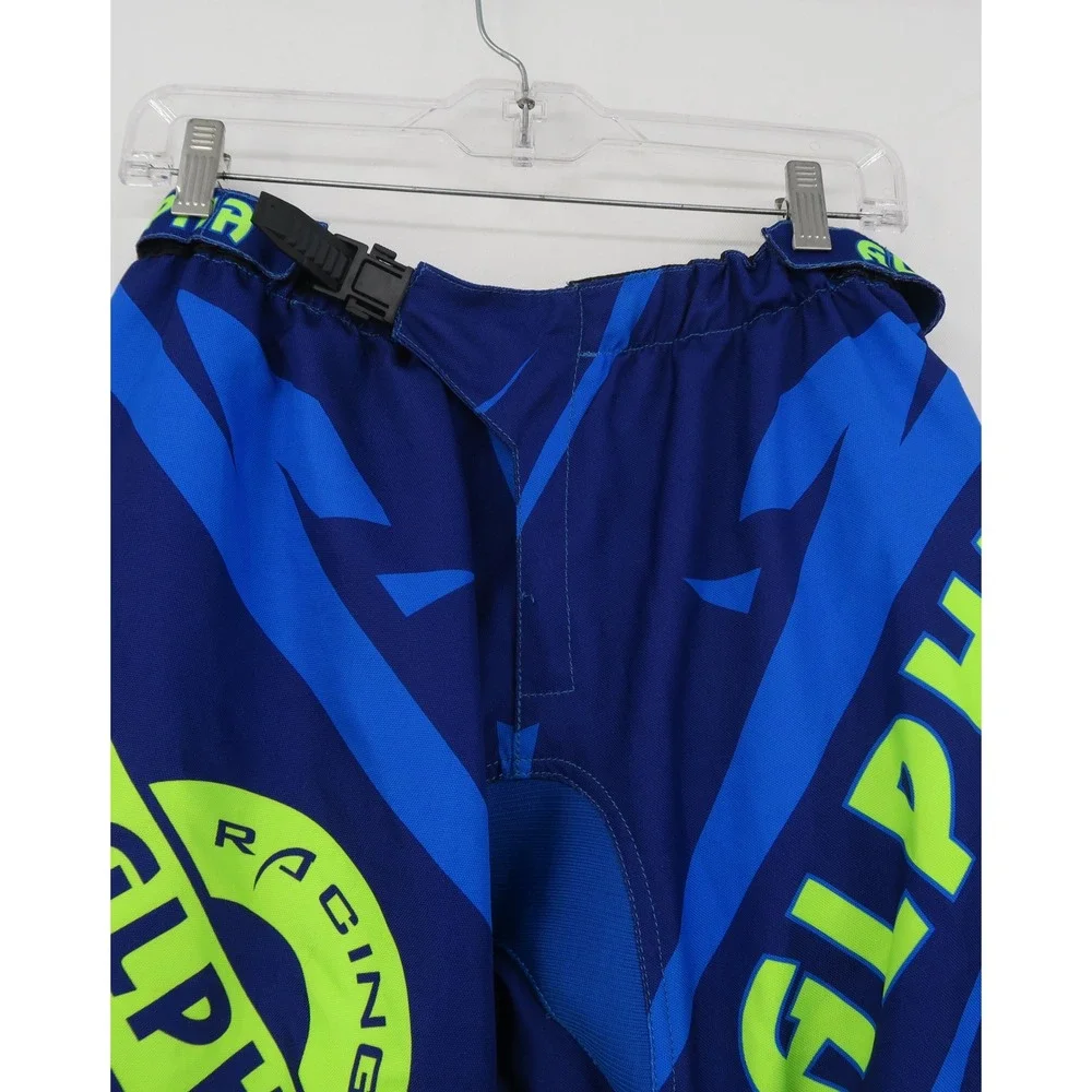 Alpha Cycle Gear Blue Neon Yellow Motocross Off Road Race Pants Men 36 gear pads